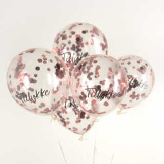 Tillykke Konfetti Balloner Rosaguld