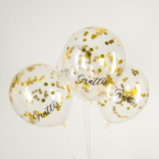 Grattis Konfetti Balloner Guld