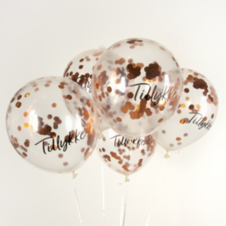 Tillykke Konfetti Balloner Kobber