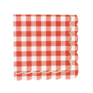Stribede Picnic Servietter Rød/Hvid