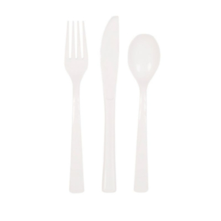 Plastik Bestik Hvid
