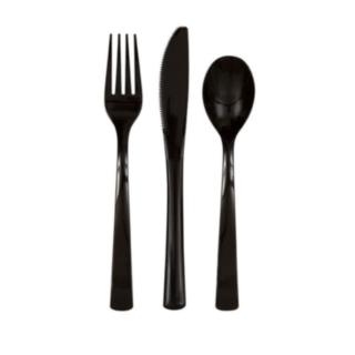 Plastik Bestik Sort
