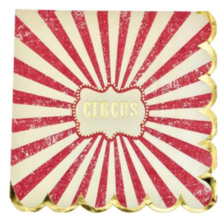 Cirkus Vintage Servietter Elfenben/Rød/Guld