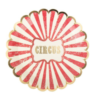 Cirkus Vintage Paptallerkener Elfenben/Rød/Guld