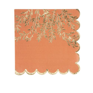 Bladgren Servietter Terracotta/Guld