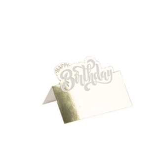 Happy Birthday Bordkort Hvid/Guld