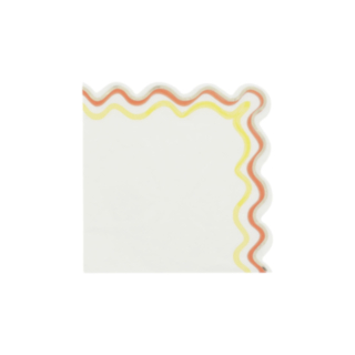 Bølgekant Servietter Creme/Orange/Gul