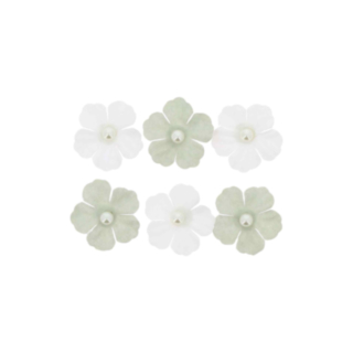 Papirblomster Med Perle Hvid/Salviegrøn
