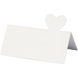Hjerte Bordkort Hvid 8 x 8,5 cm 20-pak A