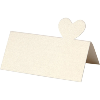 Hjerte Bordkort Hvid 8 x 8,5 cm 20-pak B