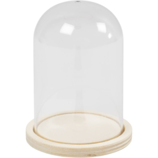 Glasklokke På Træfod 9,5 x Ø 6 cm