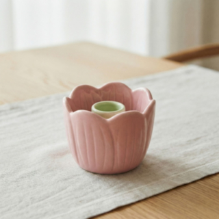 Åkande Porcelæn Lysestage Lyserød