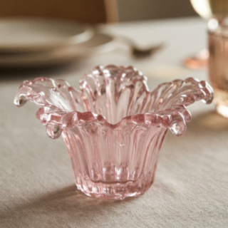 Åkande Glas Lysestage Lyserød