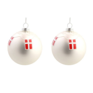 Julekugler Med Dannebrog Hvid