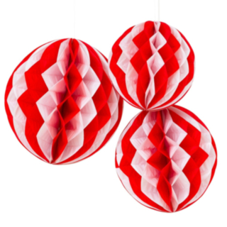 Julepynt Honeycomb Ornament Rød/Hvid