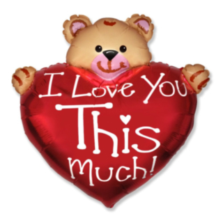I Love You Bamse Folieballon Rød