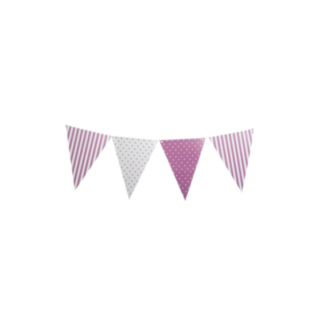 Lilla/Hvid Flagguirlande