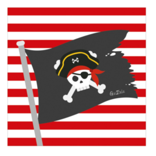 Piratflag Servietter Rød/Sort