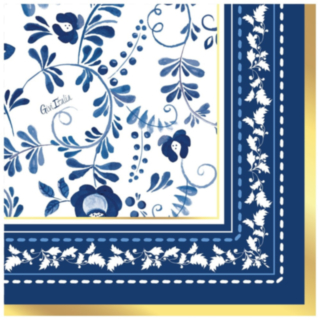 Blomster Cocktailservietter Navyblå