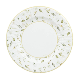 Blomster Paptallerkener Hvid/Guld