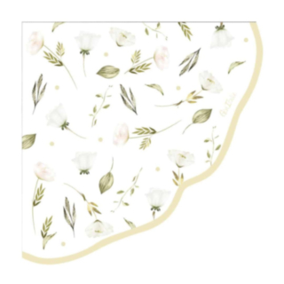 Blomster Servietter Hvid/Guld