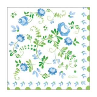 Blomster Frokostservietter Blå/Grøn