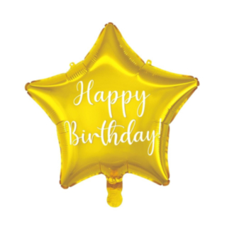 Happy Birthday Stjerne Folieballon Guld