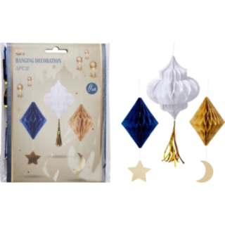 Eid Honeycomb Ornamenter Blå/Guld