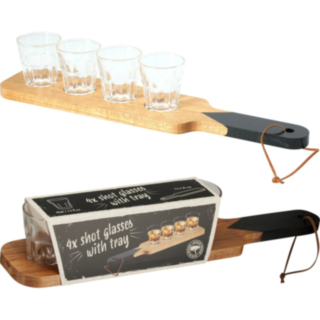 Shotglas På Træbrik
