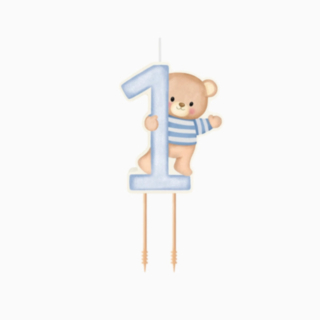 1 Års Bjørn Kagelys Blå