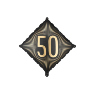 50 Års Kvadrat Folieballon Sort/Guld