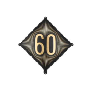 60 Års Kvadrat Folieballon Sort/Guld