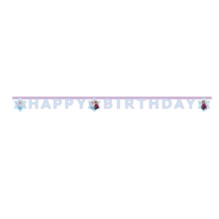 Frozen® Happy Birthday Papirbanner Lyserød