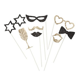 Galla Photobooth Selfie Rekvisitter Sort/Guld