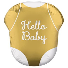 Hello Baby Body Folieballon Guld