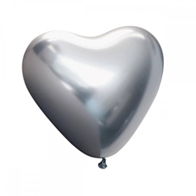 Premium Hjerte Latexballoner Chrome Sølv