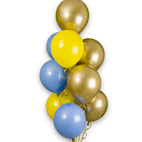 Premium Ballonbuket Blå/Gul/Guld
