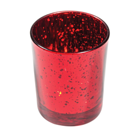 Glas Fyrfadsstage Metallisk Rød