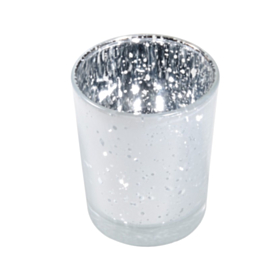 Glas Fyrfadsstage Metallisk Hvid