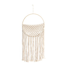 Rund Macrame Vægdekoration Hvid