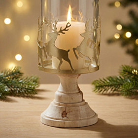 Rensdyr Glas Lysestage Guld