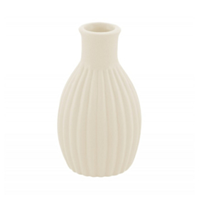 Mini Stribet Keramikvase Cremehvid