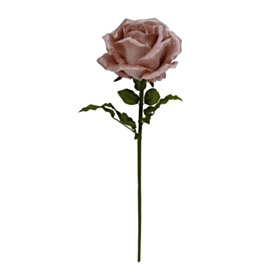 Velour Rose På Stilk Rosa Pudder