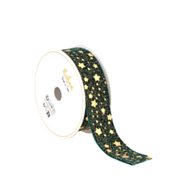 Velour Stjerne Bånd Grøn/Guld