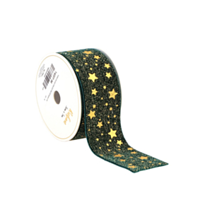Velour Stjerne Bånd Grøn/Guld