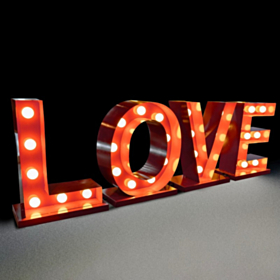 Love Lightbox Skilt Rød