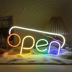 Open Neonskilt Regnbue