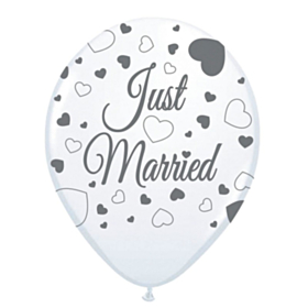 Just Married Latexballoner Hvid