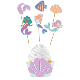 Havfrue Cupcake Wrappers & Kagepinde