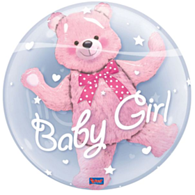Dobbelt Bubble Ballon Baby Girl Bamse